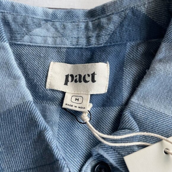NEW Pact Organic Flannel Fireside Shirt Dress Buffalo Check Blue Size Medium NWT - Picture 6 of 6